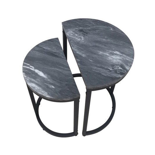 Alora Set of 2 Half Moon Black Nest Table