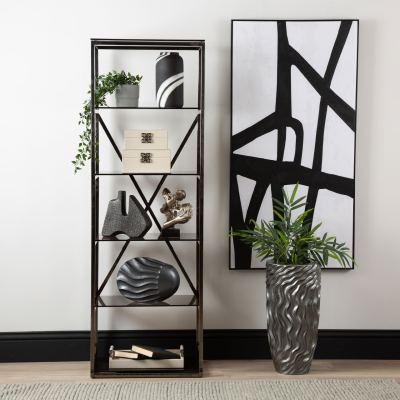 The 5-Tier Grey Gunmetal with Smoke Glass Display Unit