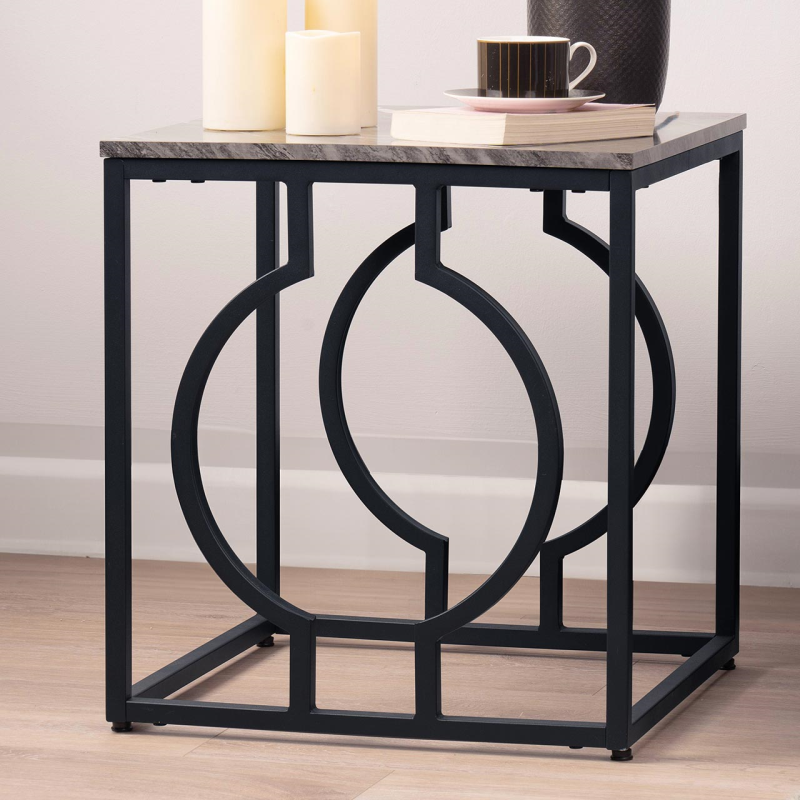 Alora Black Metal End Table