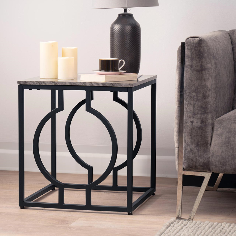 Alora Black Metal End Table