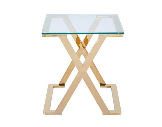 Axel Gold Metal with Clear Glass End Table