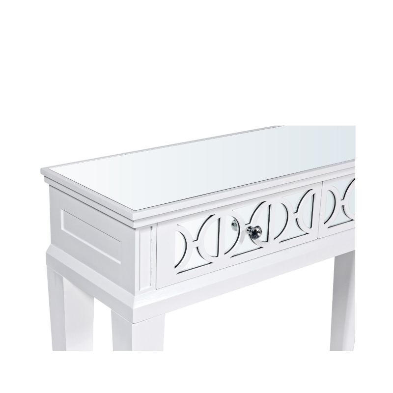 Torino white wood 2-drawer console table