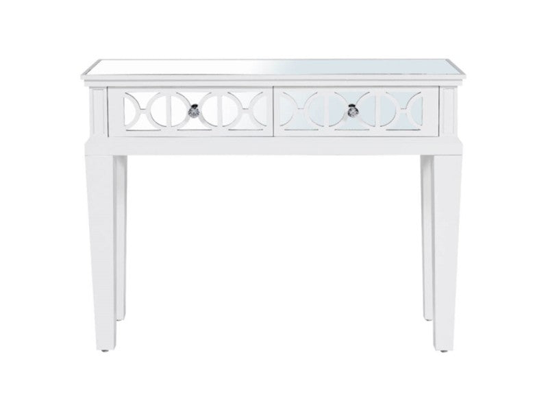 Torino white wood 2-drawer console table