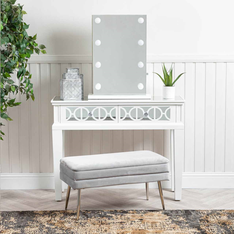 Torino white wood 2-drawer console table