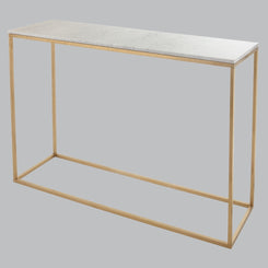 Yarrow Console Table featuring a sleek wooden top and contemporary metal legs, perfect for modern entryways, hallways, or living spaces