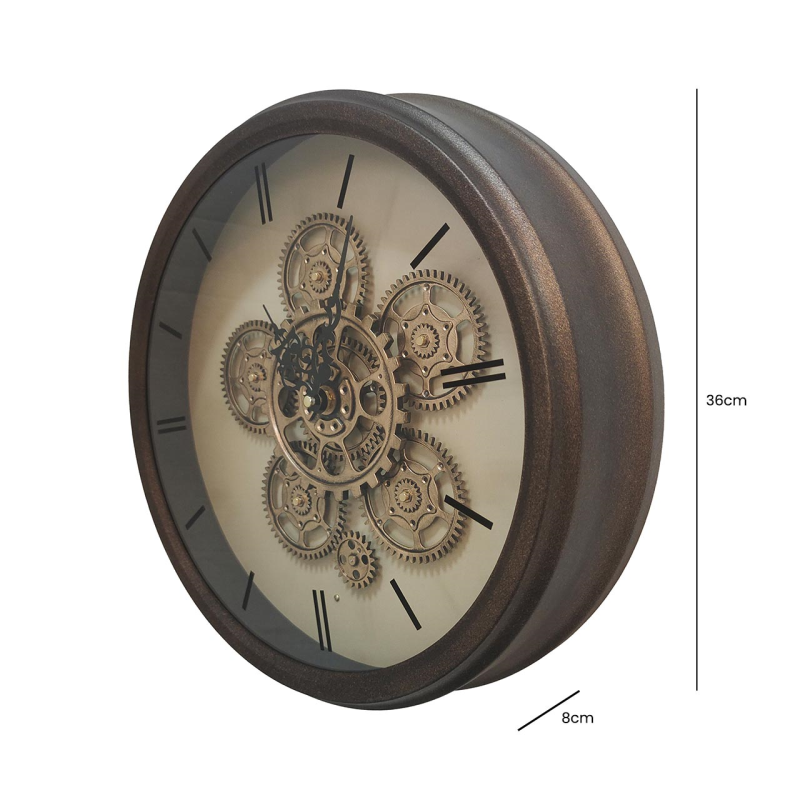 36cm Copper Gears Wall Clock