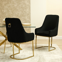 Eri Black Velvet Dining Chair with Gold Legs