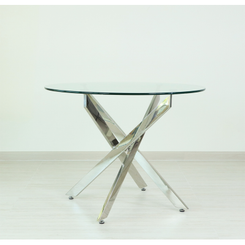 Chrome And Glass Round Dining Table