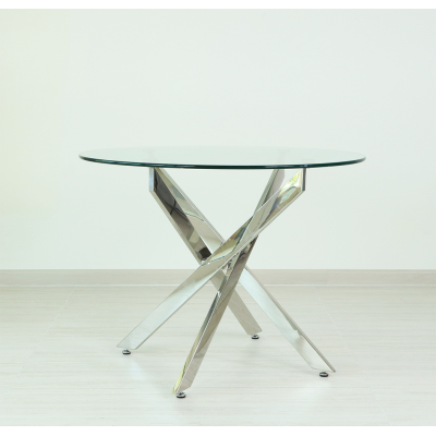 Chrome And Glass Round Dining Table