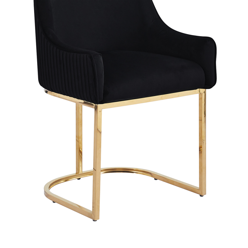 Eri Black Velvet Dining Chair with Gold Legs