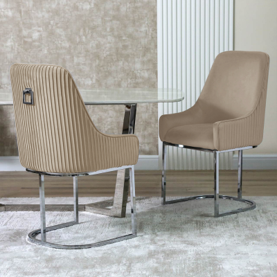 The Eri Taupe Velvet Dining Chair