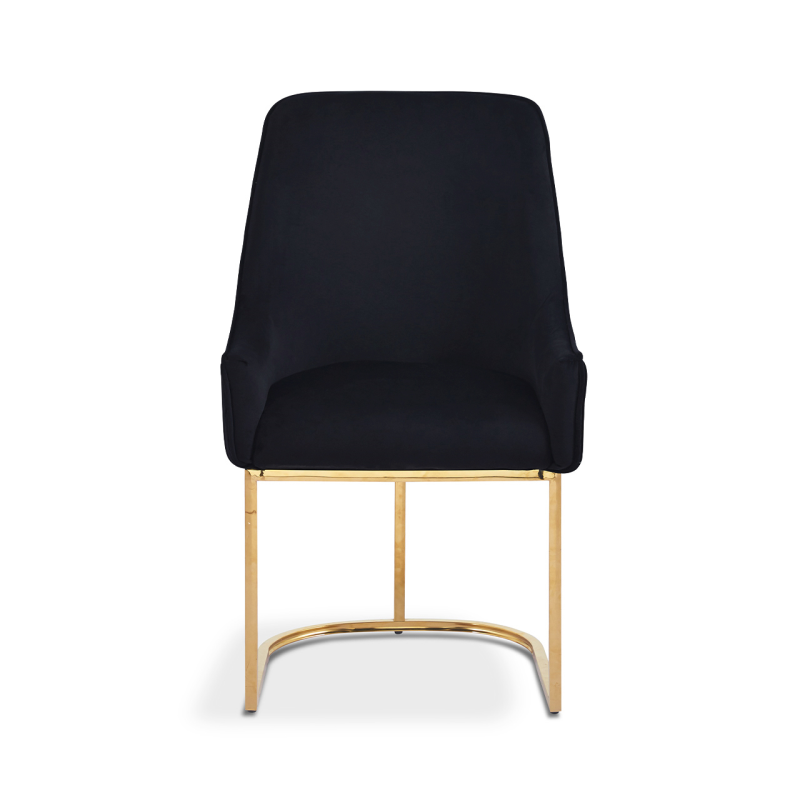 Eri Black Velvet Dining Chair with Gold Legs