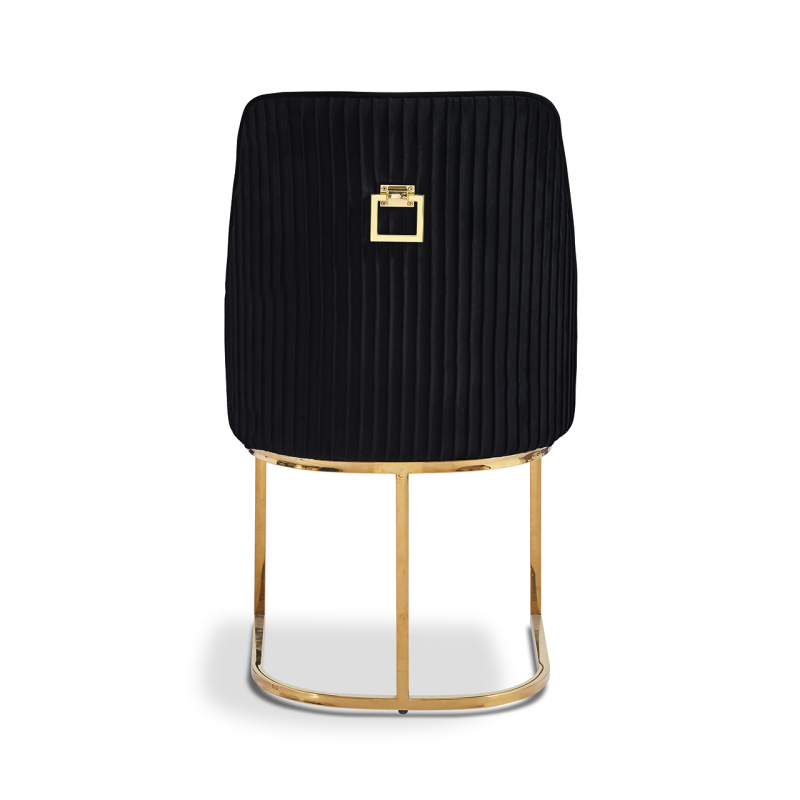 Eri Black Velvet Dining Chair with Gold Legs