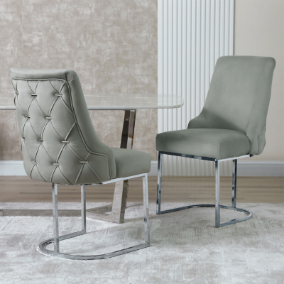The Casa Grey Velvet Dining Chair