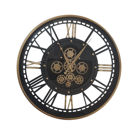 60cm Gold and Black Gears Wall Clock