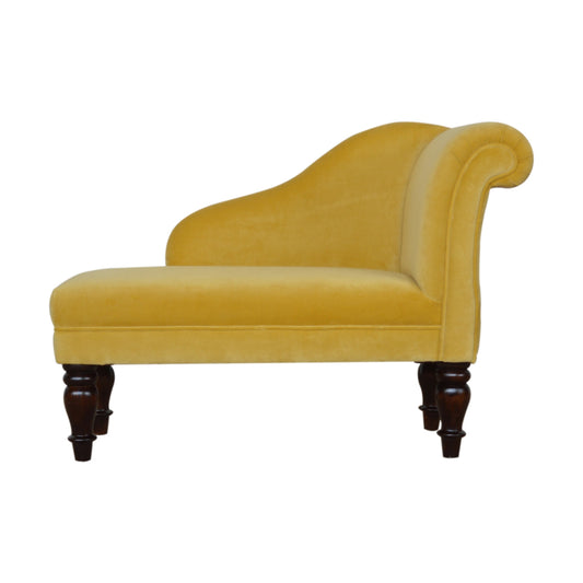 Stylish Chaise In Mustard Velvet