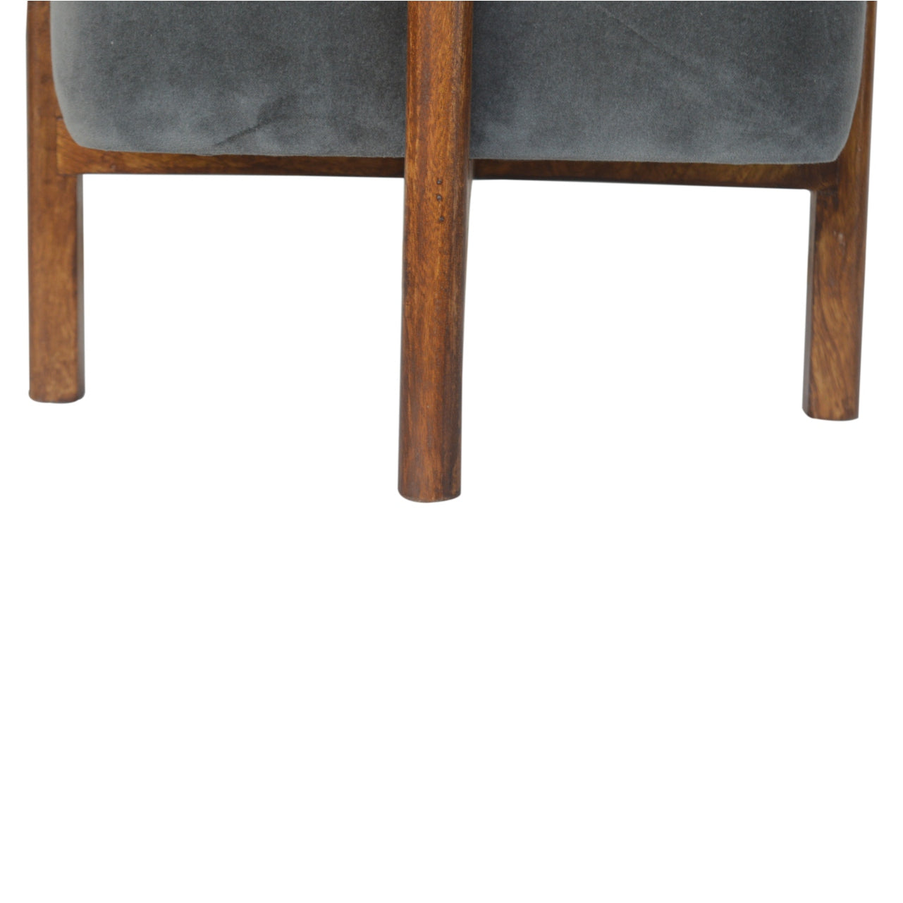 Cubic Footstool with Solid Wood Legs in Grey Velvet