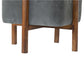 Cubic Footstool with Solid Wood Legs in Grey Velvet