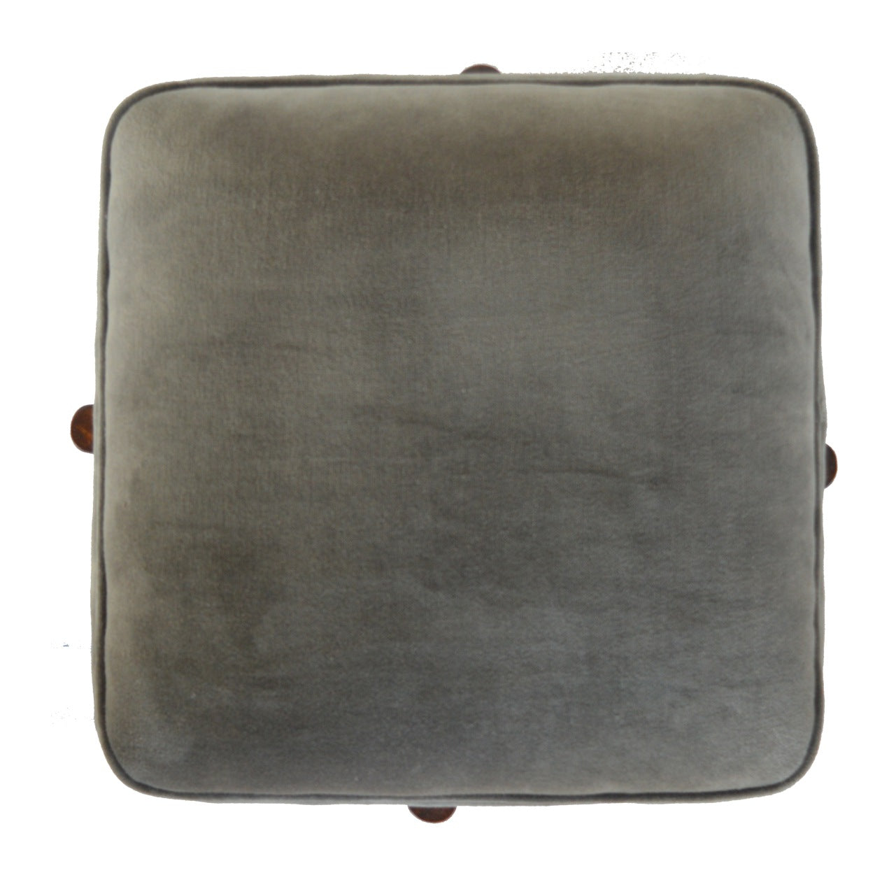 Cubic Footstool with Solid Wood Legs in Grey Velvet