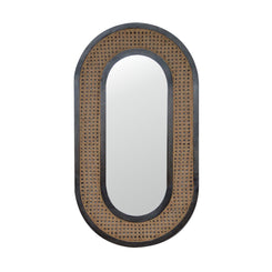 Rattan Mirror in Carbon Black