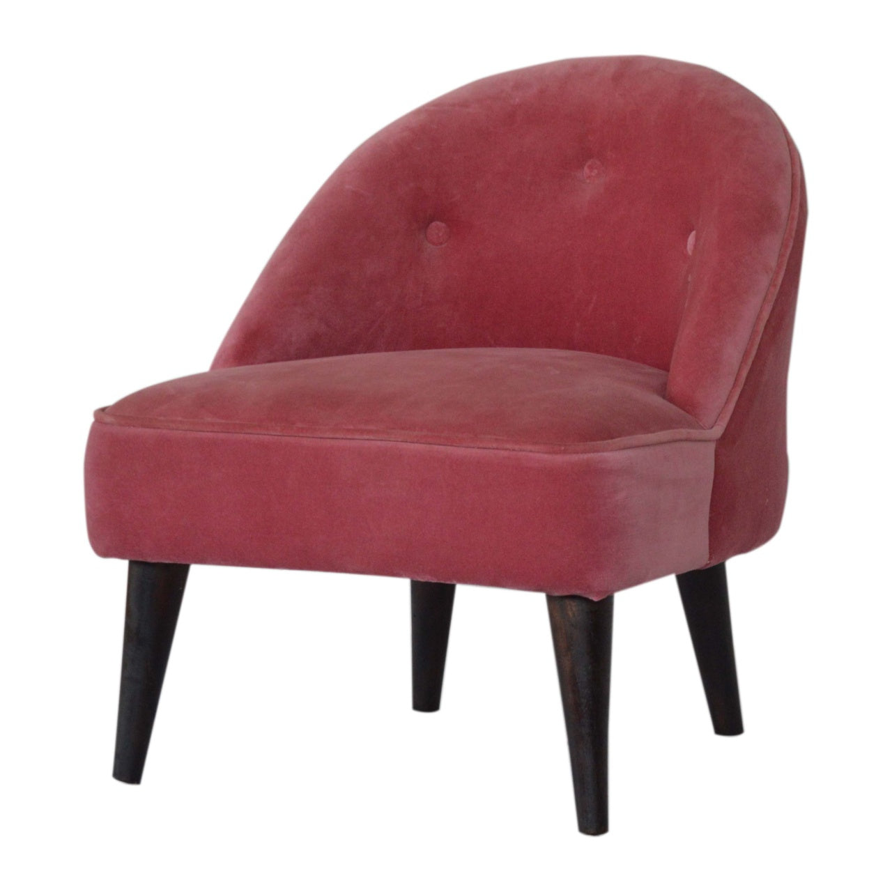Petite Pink Velvet Deep Button Chair