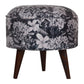 Round Footstool with Floral Print