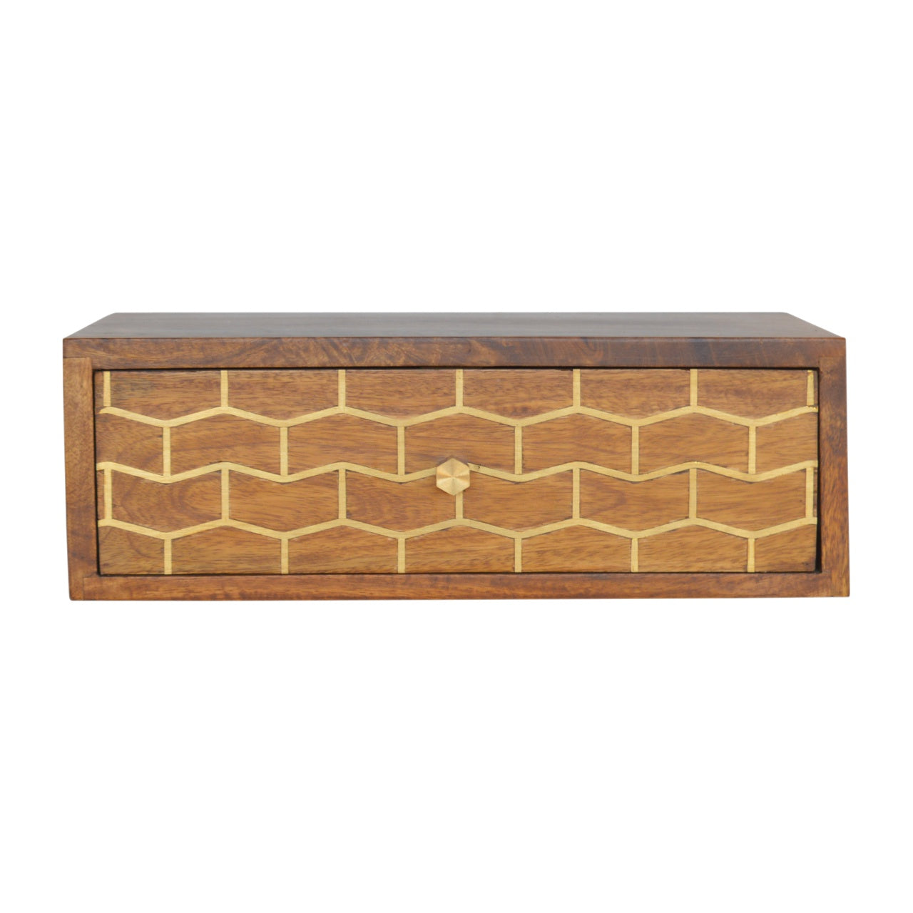 Gold Art Pattern Chestnut Wall Mounted Bedside