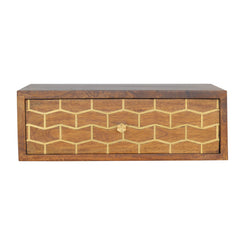 Gold Art Pattern Chestnut Wall Mounted Bedside