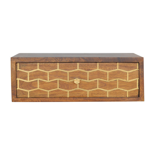 Gold Art Pattern Chestnut Wall Mounted Bedside