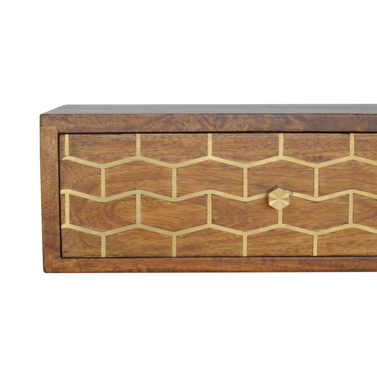 Gold Art Pattern Chestnut Wall Mounted Bedside