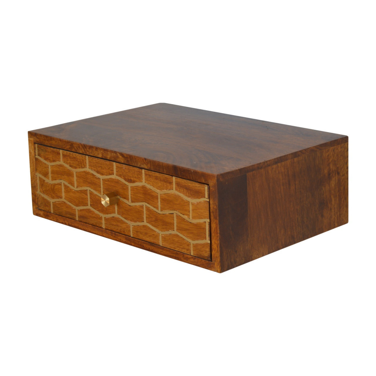 Gold Art Pattern Chestnut Wall Mounted Bedside