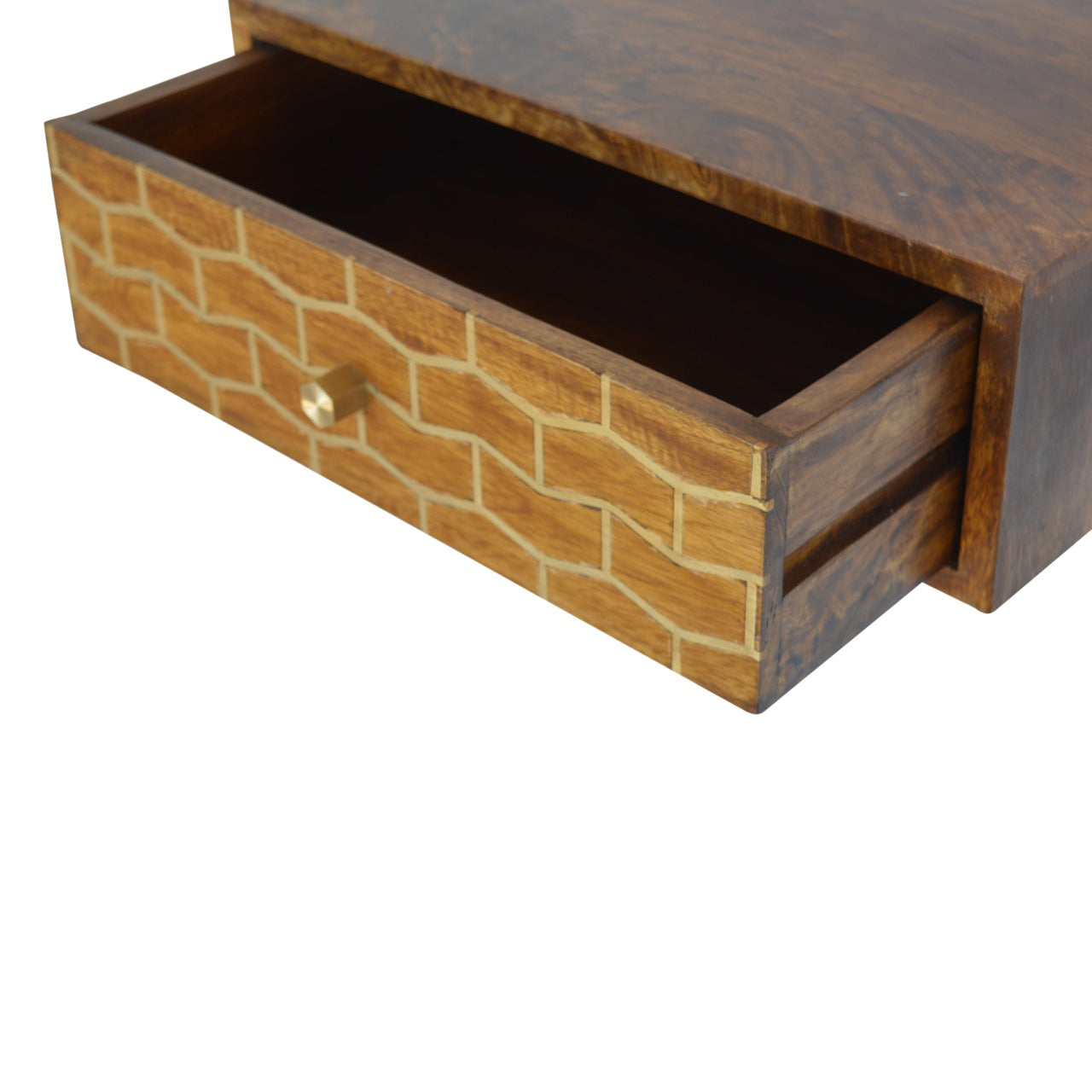 Gold Art Pattern Chestnut Wall Mounted Bedside