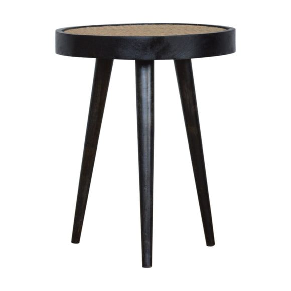 Rattan End Table in Carbon Black
