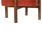 Cubic Velvet Footstool with Solid Wood Legs in Brick Red