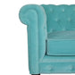 Chesterfield Aqua Velvet Loveseat