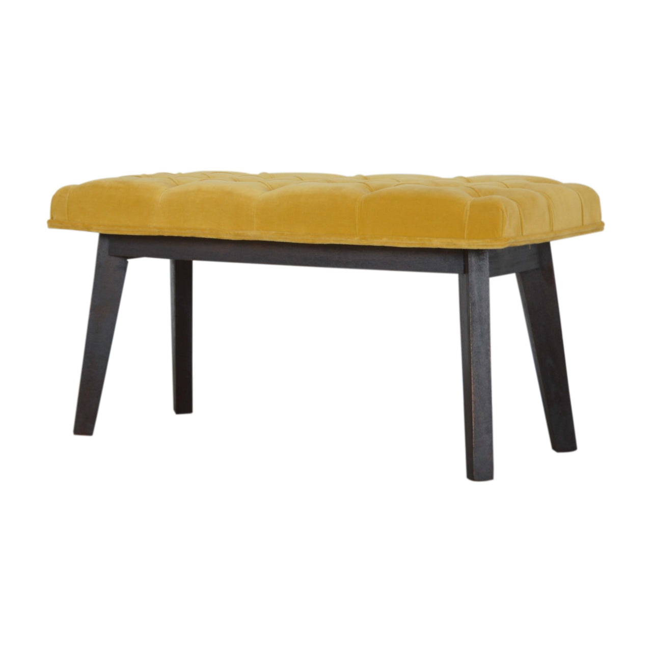 Nordic Style Mustard Velvet Hallway Bench