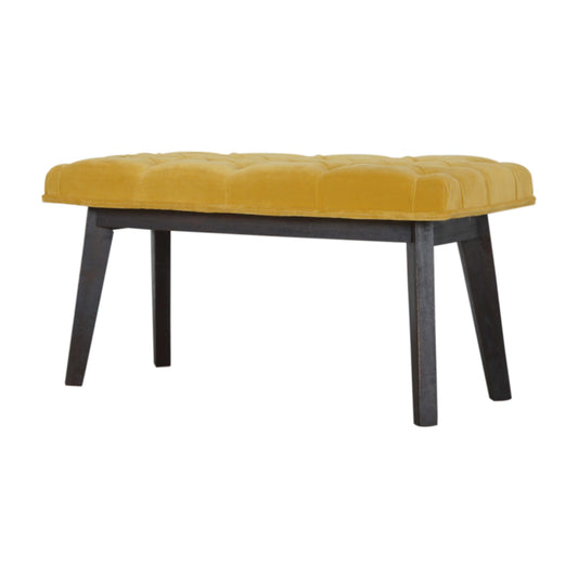Nordic Style Mustard Velvet Hallway Bench