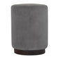 Medium Grey Velvet Footstool with Wooden Base