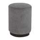 Medium Grey Velvet Footstool with Wooden Base