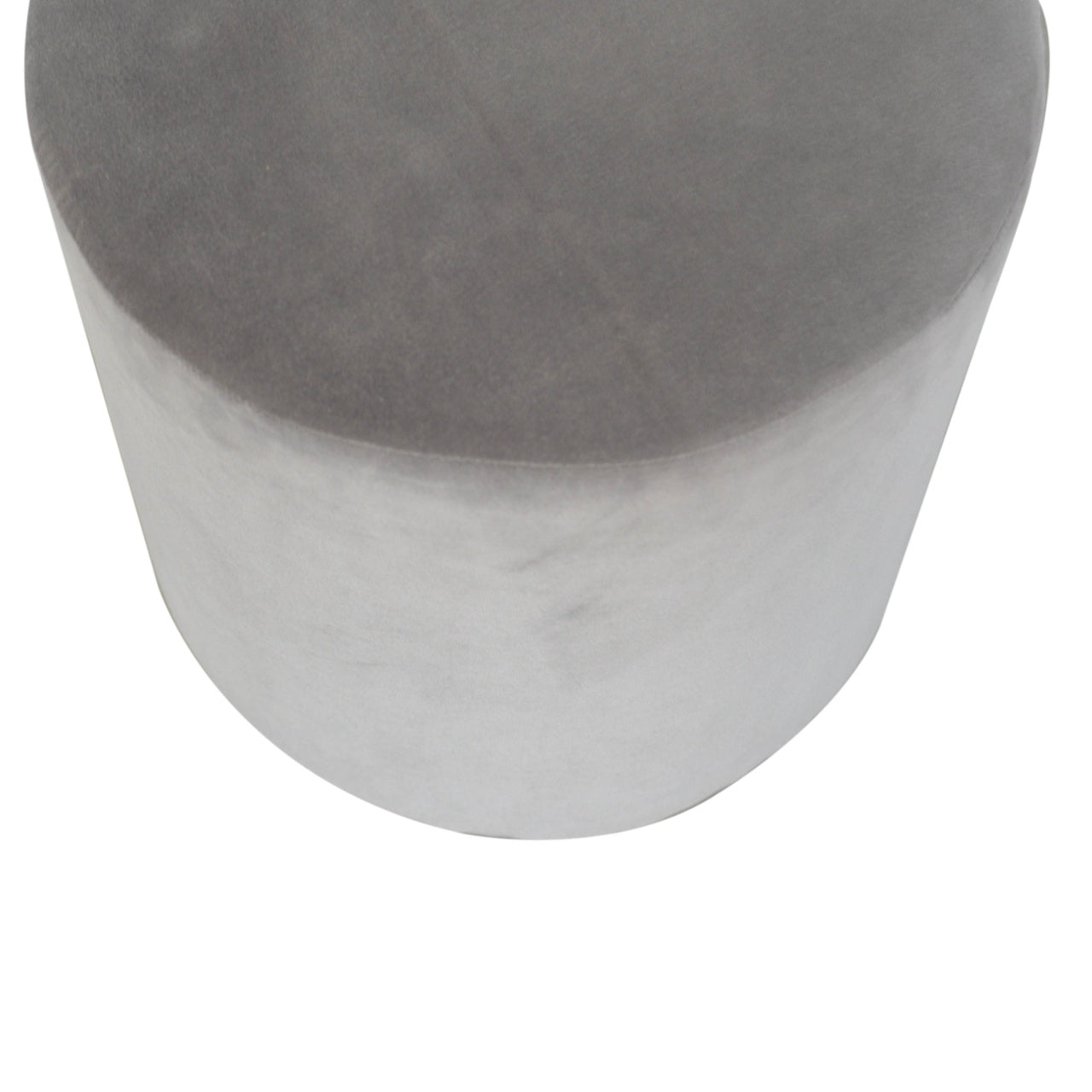 Medium Grey Velvet Footstool with Wooden Base