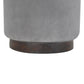 Medium Grey Velvet Footstool with Wooden Base