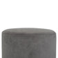 Medium Grey Velvet Footstool with Wooden Base