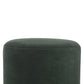 Medium Emerald Green Velvet Footstool with Wooden Base
