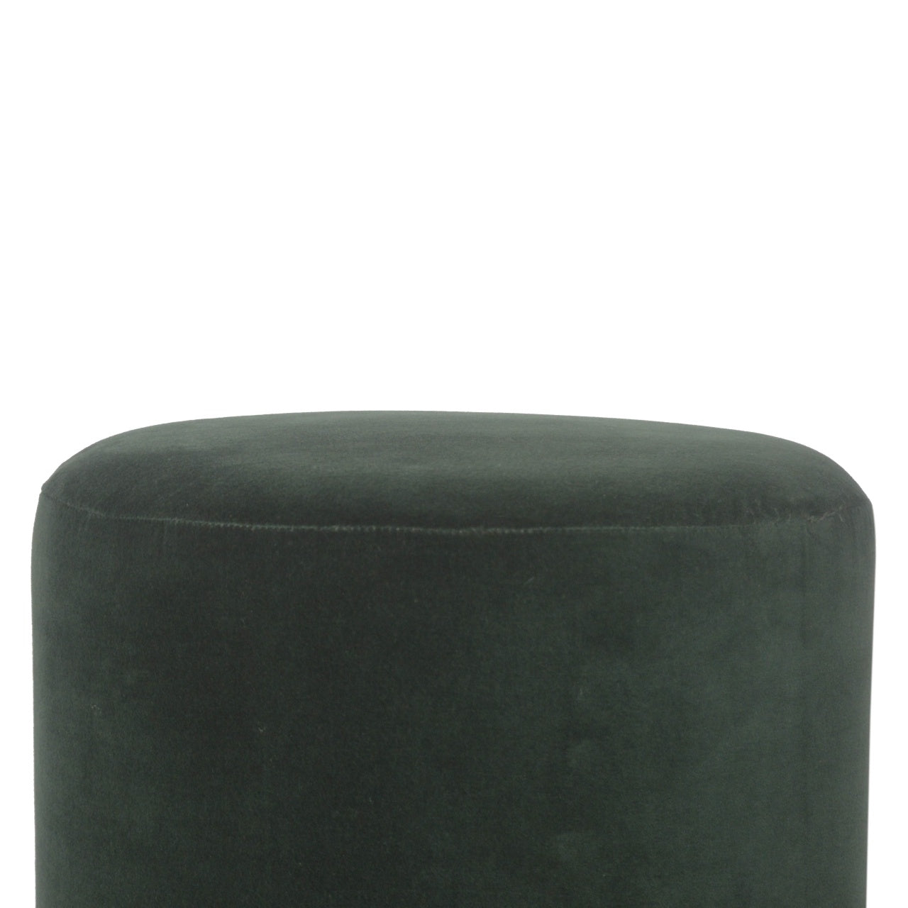 Medium Emerald Green Velvet Footstool with Wooden Base