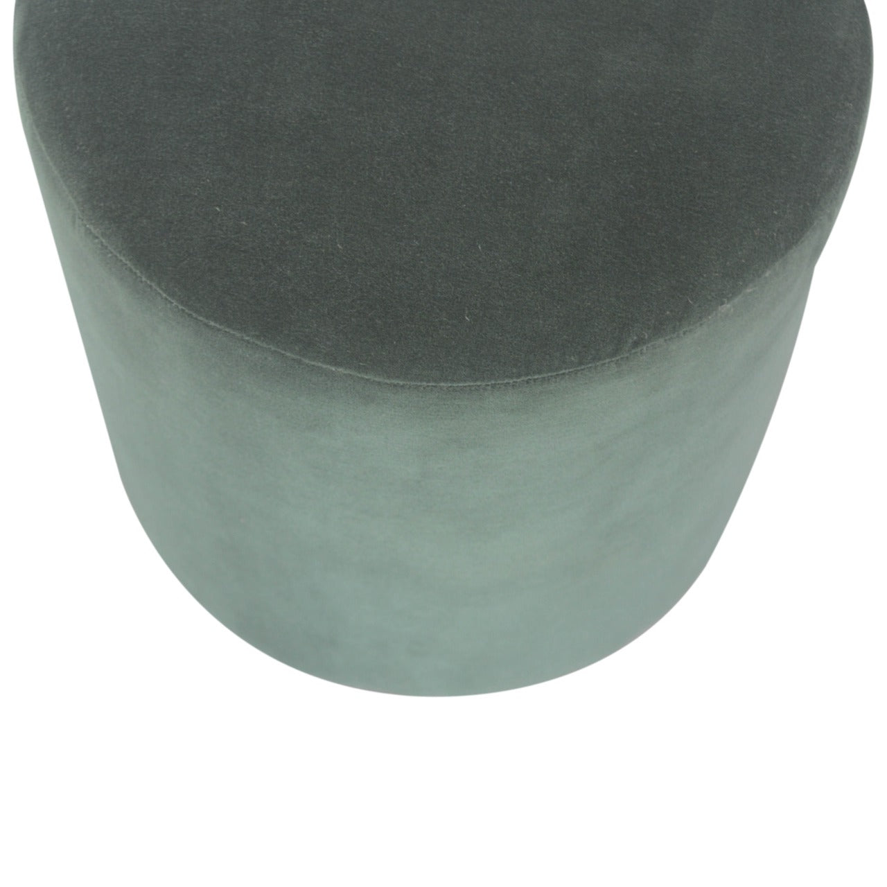 Medium Emerald Green Velvet Footstool with Wooden Base