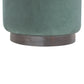 Medium Emerald Green Velvet Footstool with Wooden Base