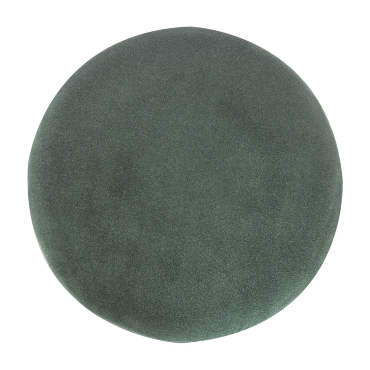 Medium Emerald Green Velvet Footstool with Wooden Base