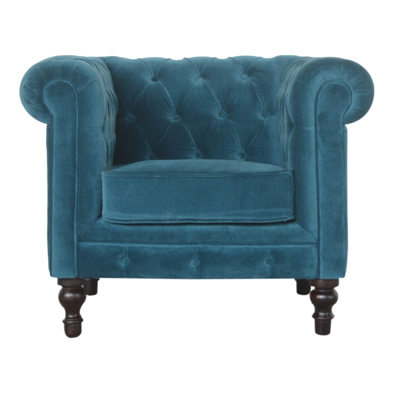 Chesterfield Teal Velvet Armchair