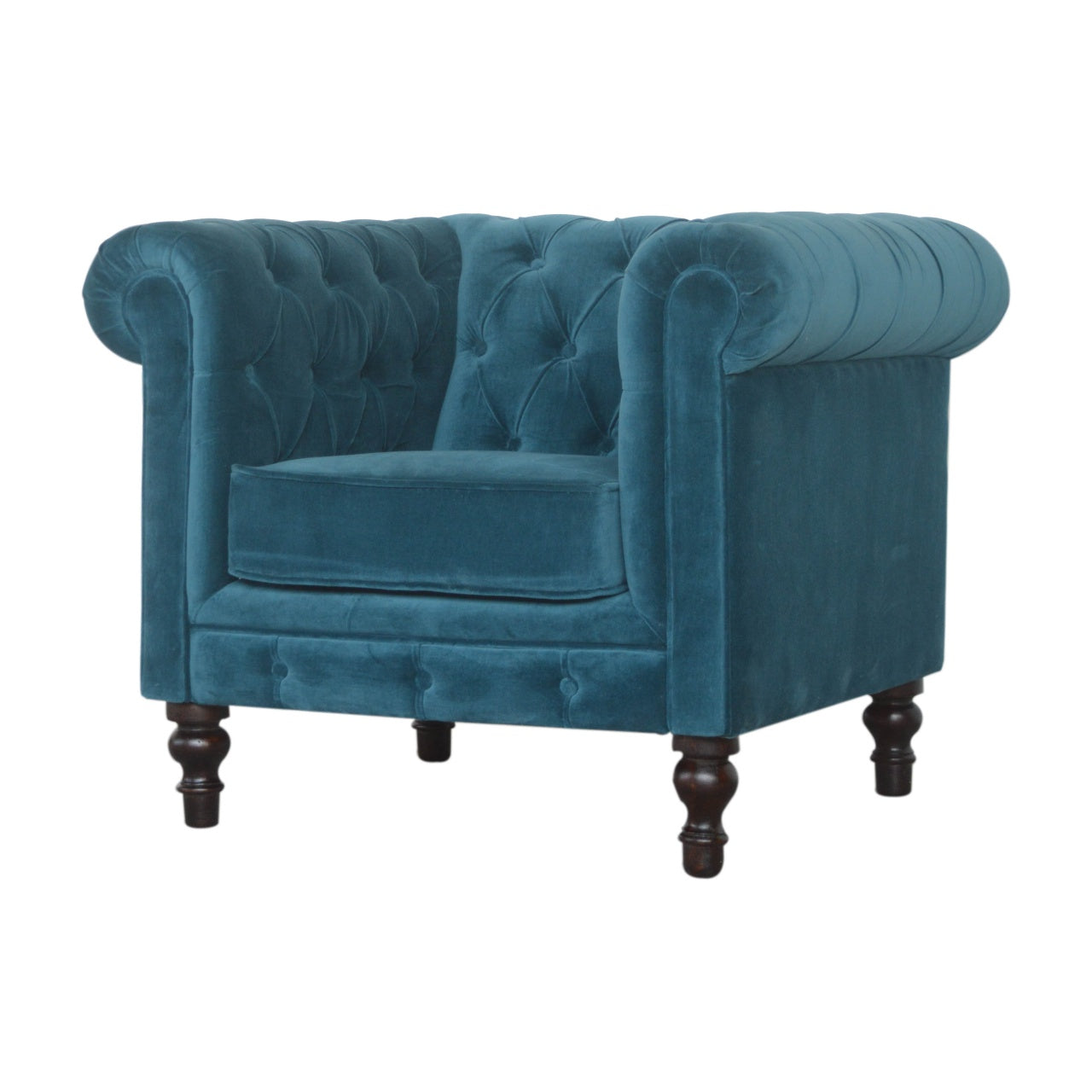 Chesterfield Teal Velvet Armchair