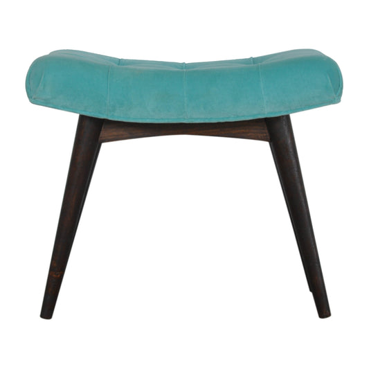 Nordic Aqua Cotton Velvet Curved Bench